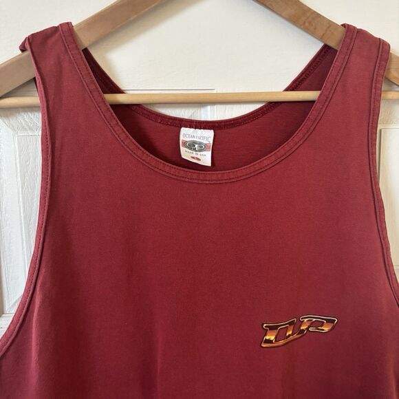 Vintage Y2K OP Ocean Pacific Men Tank Top Size L Red Beachwear Made in USA Skate - Picture 7 of 10
